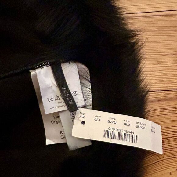 J. Crew Toscana Shearling Winter Hat Black. NWT. Size M-L.